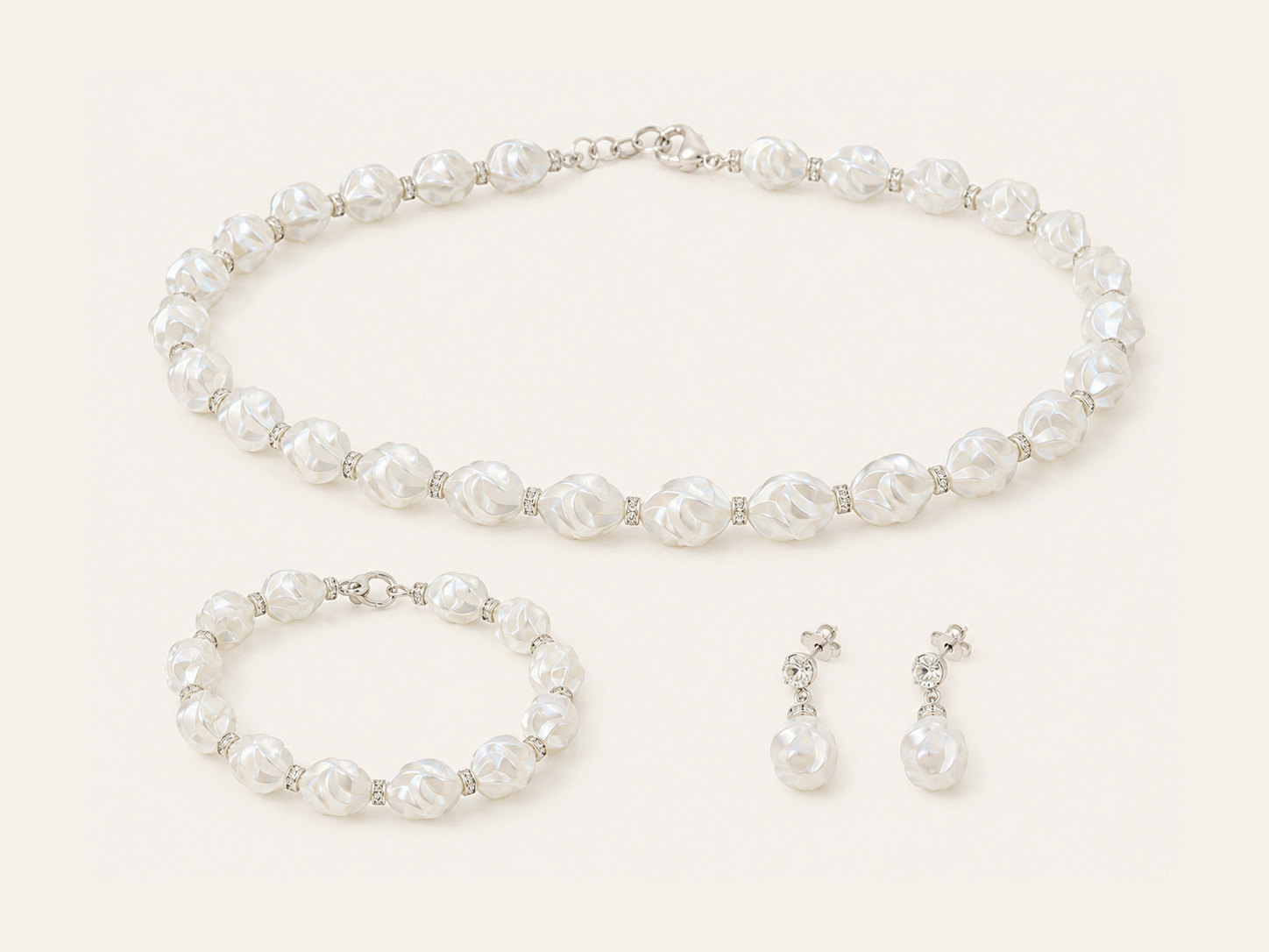Carved Nacre Rose Set