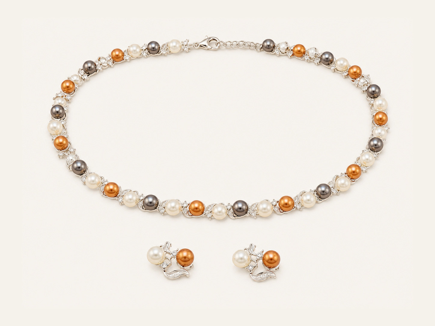 Tricolour Leaf Pearl Set
