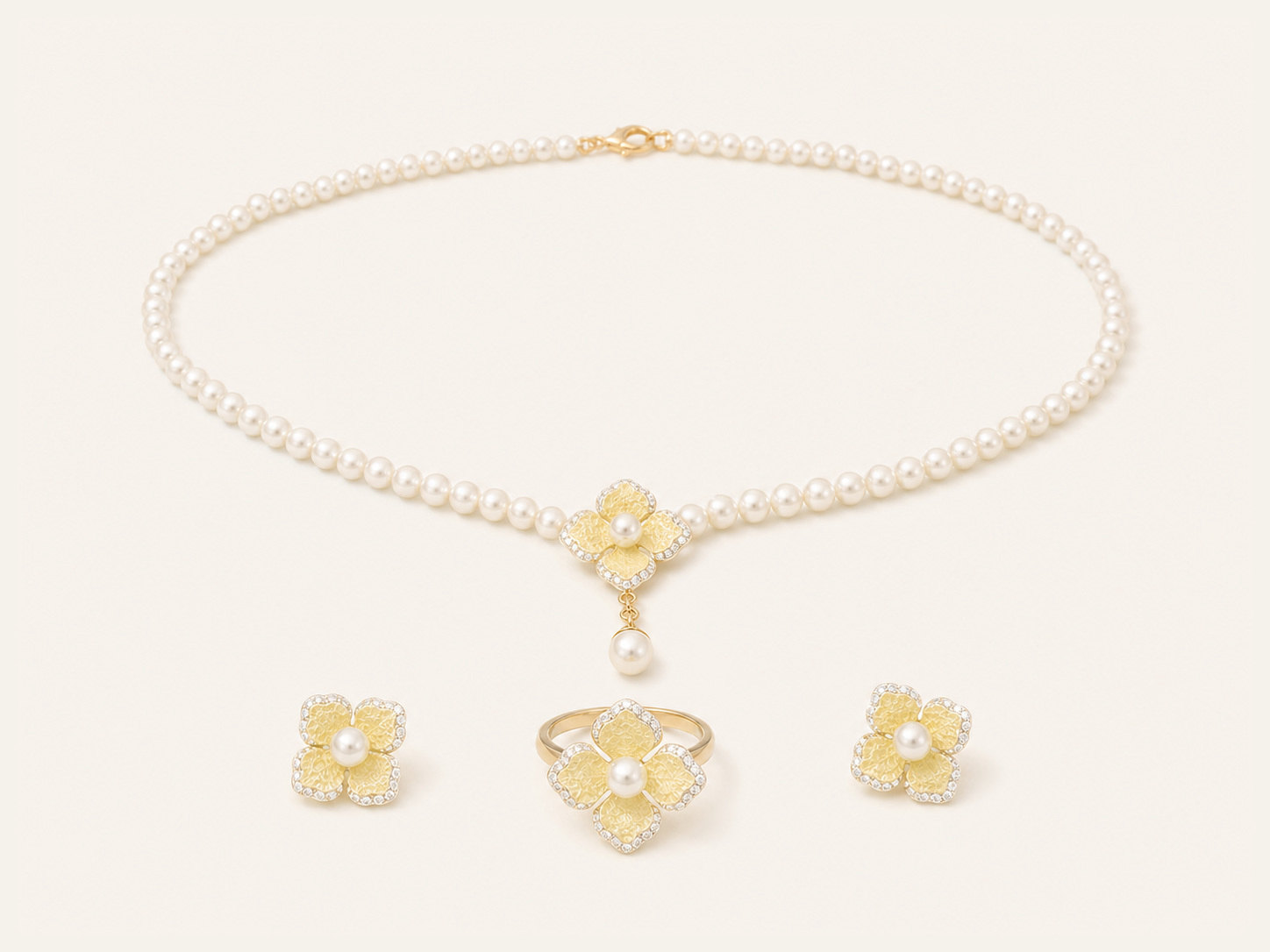 Yellow Flower Pearl Set